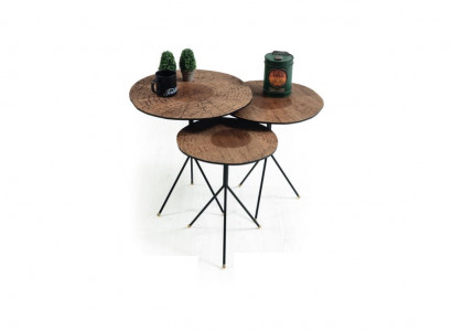 Runde Set 3x Kaffeetisch luxuriös Beistelltisch Wohnzimmer Tische Tisch